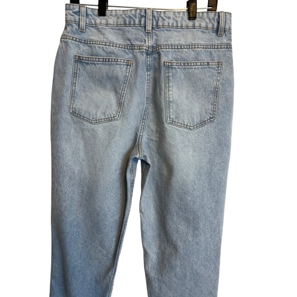 2/$30 NWT PrettyLittleThing "8" Light Blue Knee Ripped Mom Jeans Straight Leg - Picture 11 of 16